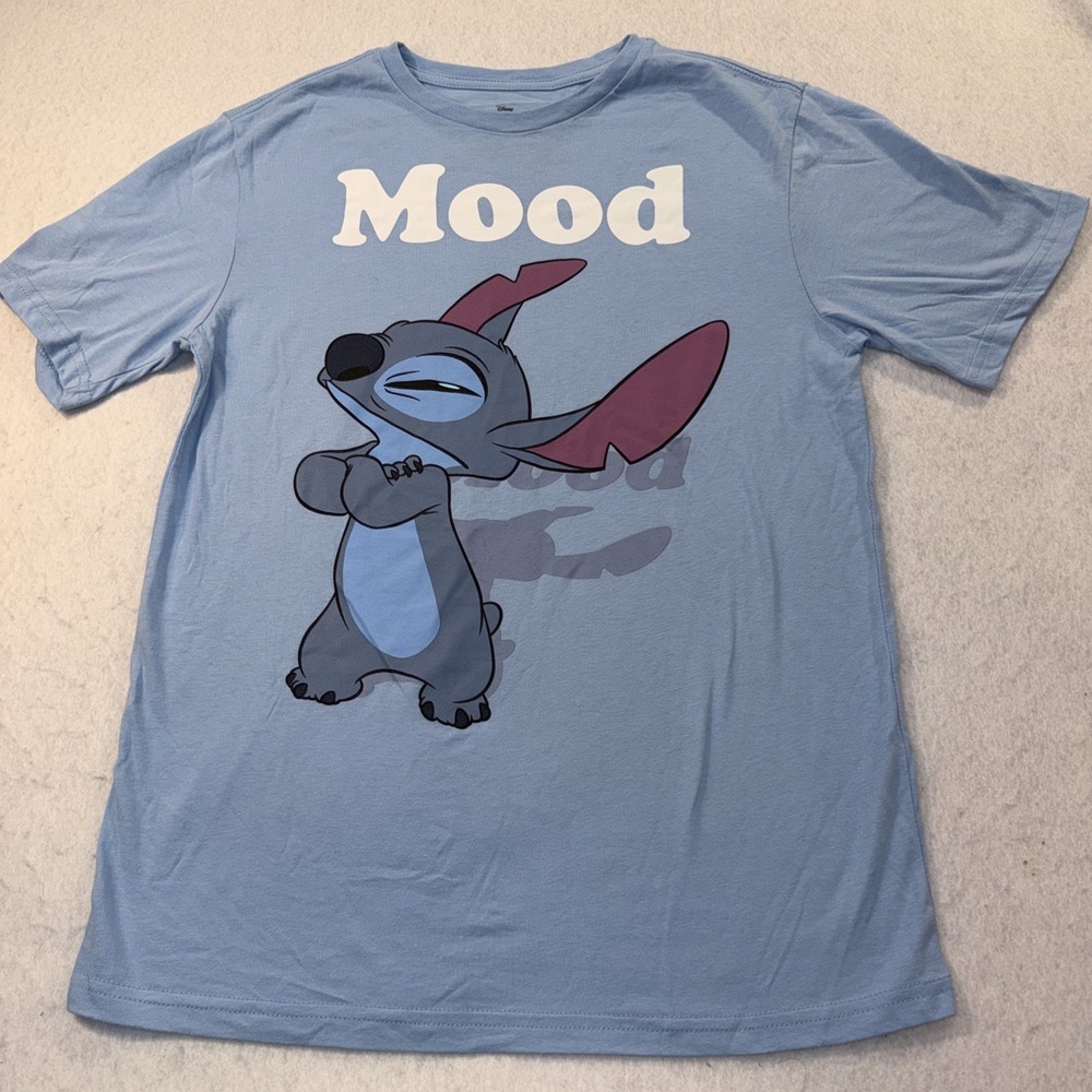 Girls Disney Stitch Shirt Size XXL , 2XL Blue "MOOD" Disney EUC